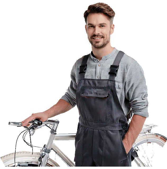 Fietsenmaker en fiets in beeld als symbool voor voorraadbeheer en dealerondersteuning