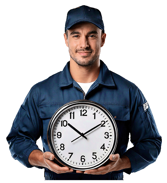 Medewerker met klok als symbool voor Geodynamics urenregistratie en tijdbeheer