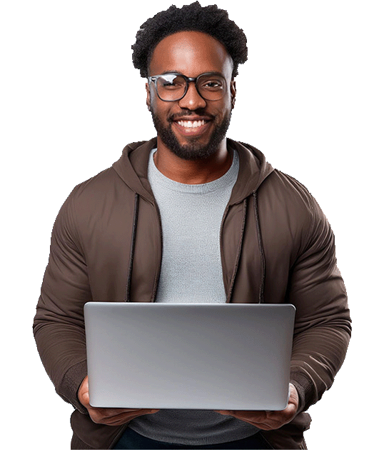 Medewerker met laptop als symbool voor OCI-koppeling en e-procurement