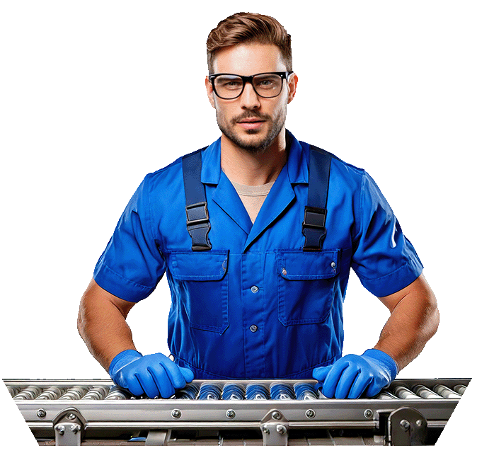 Productiemedewerker aan de lopende band – symbool voor de maakindustrie