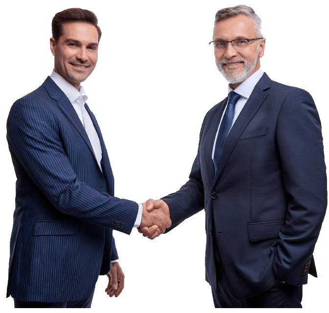 Samenwerking tussen Softmaat en Uniconta – twee zakenmannen schudden elkaar de hand